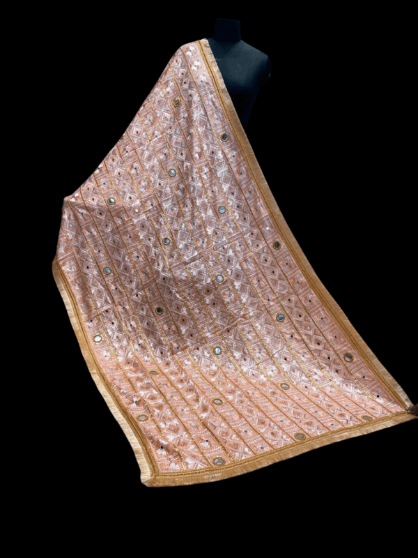 Peach Phulkari Dupatta