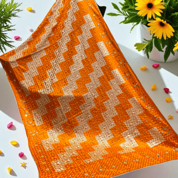 Orange Phulkari Dupatta